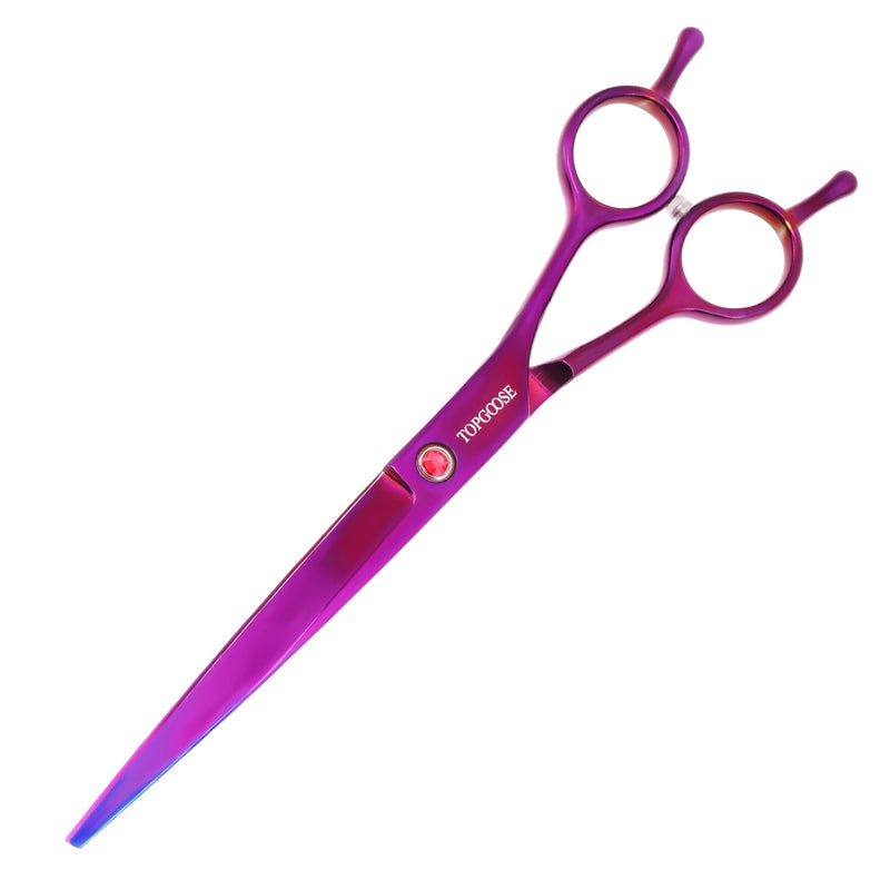 TOPGOOSE 7.5'' Dog Straight Scissors for Grooming 440C Stainless Steel Professional Pet Trimming Scissors Sharp Blades Cutting for Dogs and Cats Shears (Straight, Purple) - PawsPlanet Australia