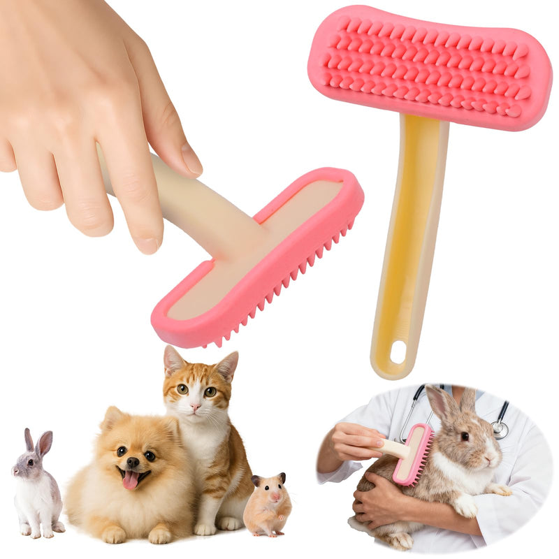 Bunny Brush, Soft Silicone Small Animal Brush, Short Hair Dog Brush - Removes Loose Fur, Detangles & Massages for Rabbits, Chinchillas, Kittens & Puppies During Shedding Season or Bath Time - PawsPlanet Australia