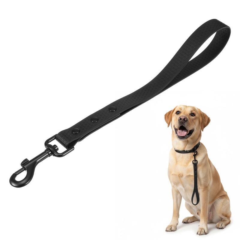 1 Pc Short Leather Dog Leash, Waterproof Dog Leash Black Training, Heavy Duty Handle Traffic Leashes for Medium Large Dogs Training - PawsPlanet Australia