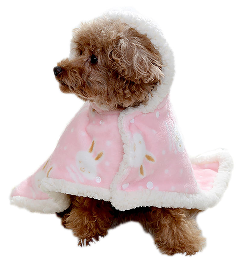 Puppy Cape Blanket, Warm Flannel Pajamas for Dogs, Pets Fleece Clothes for Winter, Dog Blankets for Small Breeds Pink Medium