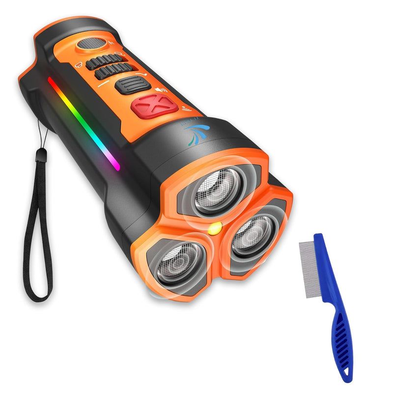 Ultrasonic Dog Bark Deterrent Device, 3x Training Modes 50ft Range with Flash Light & Comb, Stop Barking Dog Deterrent Device for Neighbors Dogs, Anti Barking Puppy Training Tool for Indoor Outdoor