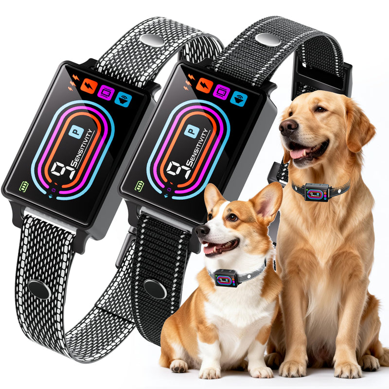 Dog Bark Collar 2 Pack, Smart Bark Collars for Dogs 5–130 lbs, Upgraded Anti Bark Training Collar with Beep, Vibration & Shock, 9 Sensitivity Levels, 5 Training Modes, Rechargeable & IPX7 Waterproof - PawsPlanet Australia