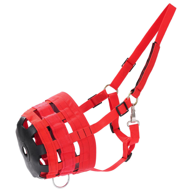 Horse Grazing Muzzle with Safety Strap Adjustable Breathable Design for Pasture, Laminitis Prevention & Weight Management, Red - PawsPlanet Australia