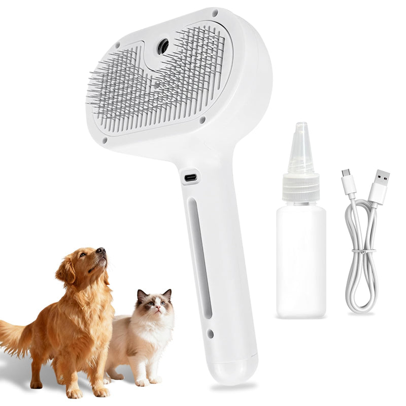 Cat Steam Brush for Shedding, Self Cleaning Hair Brush with Release Button for Short and Long Haired Cats, 4-in-1 cat Grooming Supplies for Massage, Cleaning, Shedding & Combing - PawsPlanet Australia
