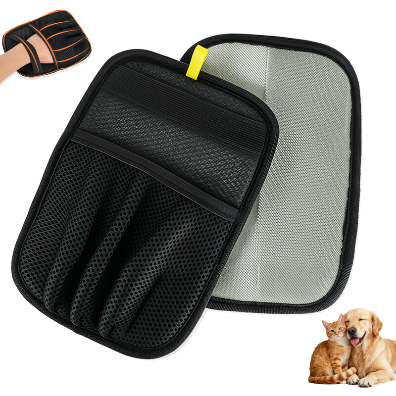 Pet Hair Removal Glove for Dogs & Cats for Couch, Curtain,Electrostatic Pet Hair Removal Gloves Brush for Pets Hair Pet Hair Remover Black