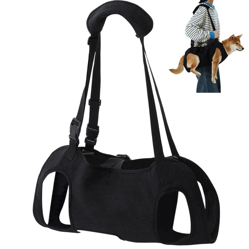 Dog Carry Sling Emergency Backpack Pet Legs Support and Rehabilitation Dog Lift Harness Adjustable Lifting Straps Carrier for Senior Dogs Joint Injuries, Arthritis, Hiking, Skiing, Black (M) M - PawsPlanet Australia