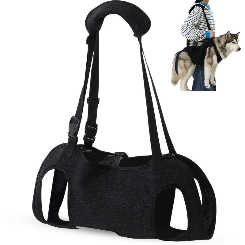 Dog Carry Sling Emergency Backpack Pet Legs Support and Rehabilitation Dog Lift Harness Adjustable Lifting Straps Carrier for Senior Dogs Joint Injuries, Arthritis, Hiking, Skiing, Black(L) L - PawsPlanet Australia