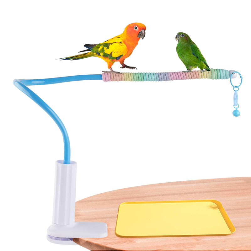 Bird Perch Stand,Bendable Desktop Parrot Training Stand with Tray,Easy to Clean Bird Tabletop Platform Toy,Parakeet Playground Play Stand for Lovebirds Pigeon Budgies,Small Animals?Blue? Blue