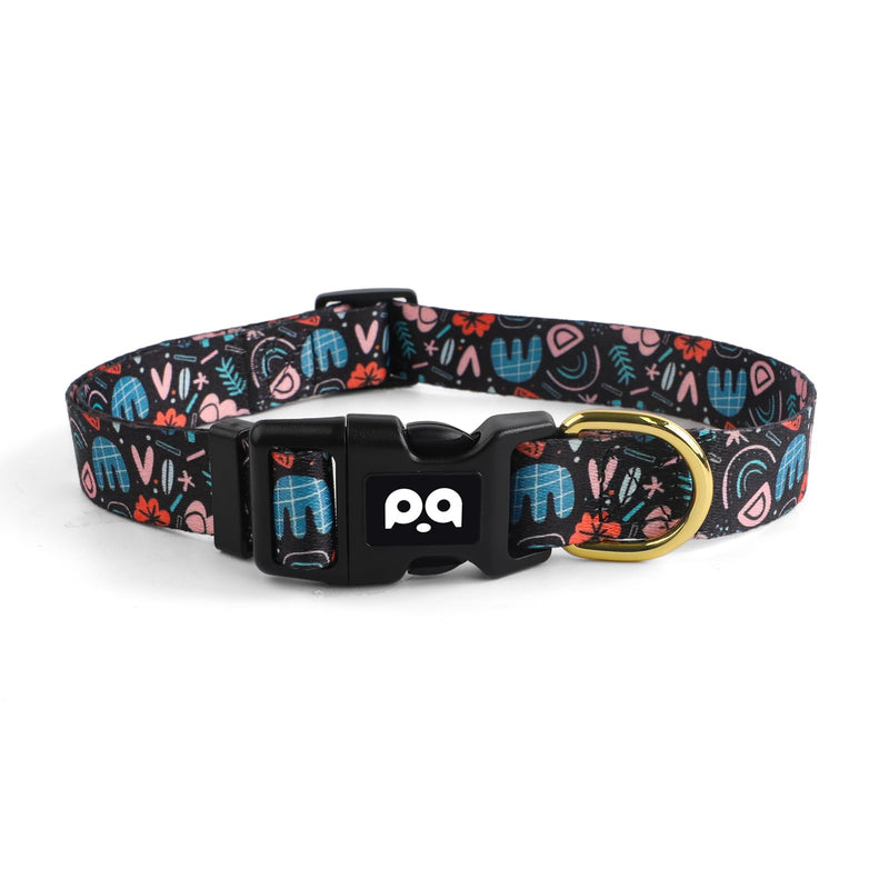 QQPETS Adjustable Soft Dog Collar: Print Flower Pink Multicolor Cute Patterns for XS Small Medium Large Pet Girl Boy Puppy Walking Running Training - PawsPlanet Australia