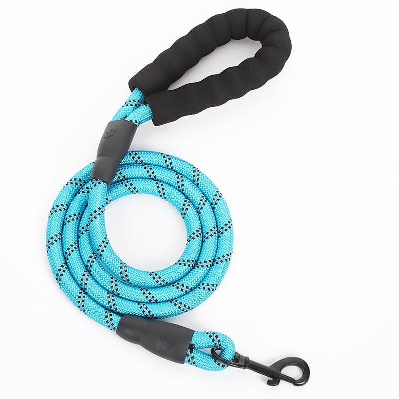 Dog Leash with Padded Handle, Slip Lead Leashes Strong No Pull Training Rope Highly Reflective Threads for Medium Large Dogs,Blue,6 FT Blue 1/2" x 6 FT（20~120lbs.） - PawsPlanet Australia