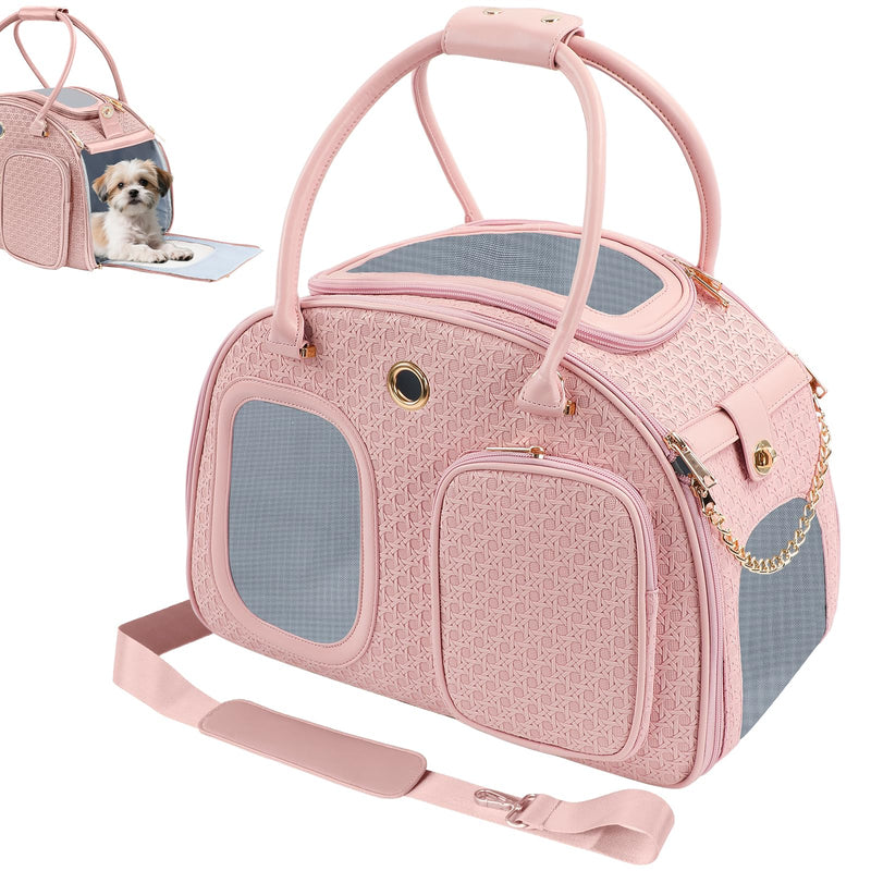 Dog Purse Carrier for Small Dogs, TSA Airline Approved Pet Tote Bag, Fashion Soft-Sided Puppy Carrier Purse with Pockets for Travel, Shopping, Daily Use (Pink, 16.1inch x 8.7inch x 12inch(LxWxH)) Pink 16.1inch x 8.7inch x 12inch(LxWxH)
