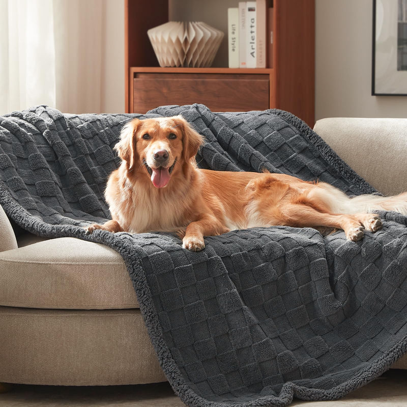 GASUR Waterproof Dog Blankets for Large Medium Dogs, Dog Blanket for Couch Bed, Fleece Pet Blanket for Furniture Sofa Protector, Soft Pet Throw Blankets for Crate Car Outdoor, Washable, 40"x50",Grey Grey L(40"x50") - PawsPlanet Australia