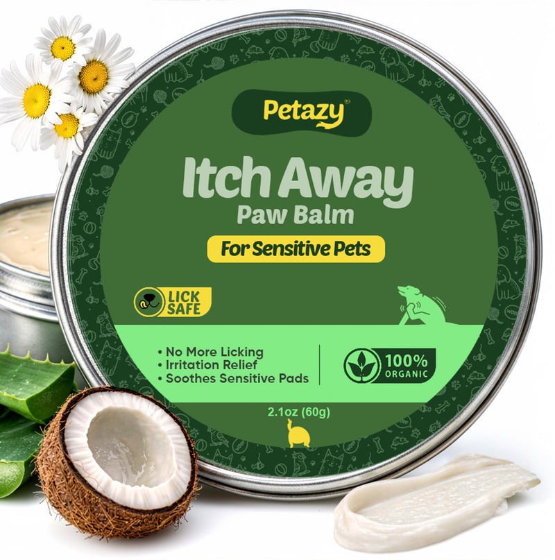 Itch Away Dog Paw Balm for Dogs - Soothes Itchy & Irritated Paws, Natural Nose & Paw Wax with Beeswax, Shea Butter, Coconut Oil, Aloe, Oat, & Vitamin E, Relief for Allergies and Sensitive Pets Itch Away - PawsPlanet Australia