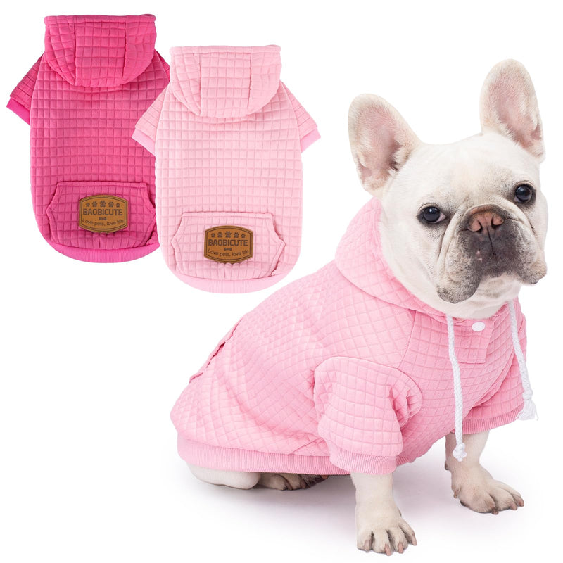 2 Pack Dog Hoodie Sweaters for Small Medium Dogs Warm Dog Clothes for Large Dogs Soft Waffle-Like Laminated Sweatshirt Bulldog Pink+Rose XXL (Back: 26.4",Chest: 35.4", Neck: 25") - PawsPlanet Australia