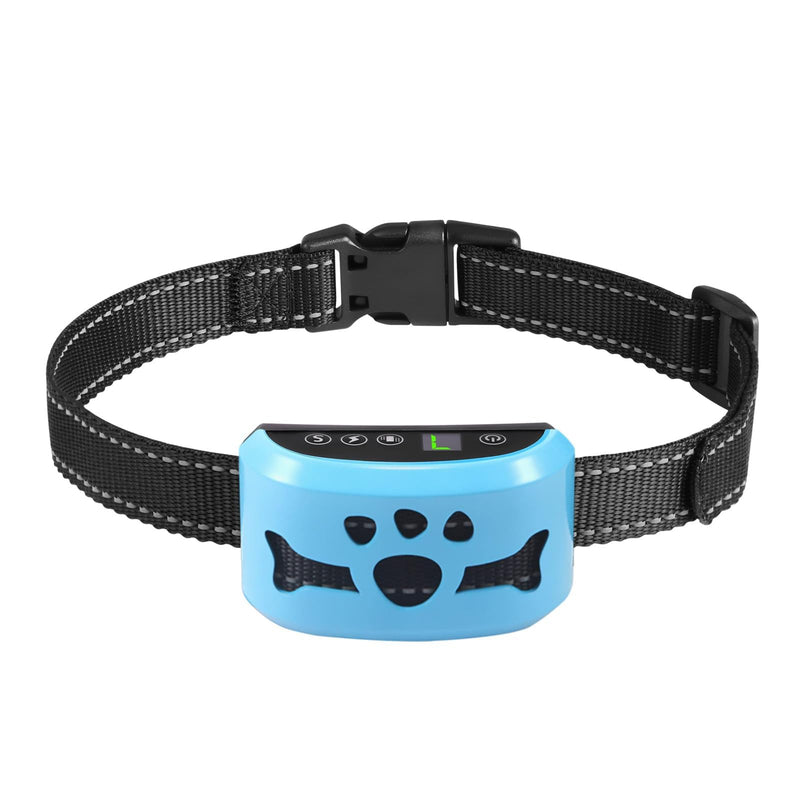 Dog Bark Collar, Anti Bark Collars for Large Medium Small Dogs with 7 Level Sensitivity Adjustable and 4 Stop Barking Modes, Rechargeable Bark Collar No Shock for Dogs with Beep Vibration Shock Blue