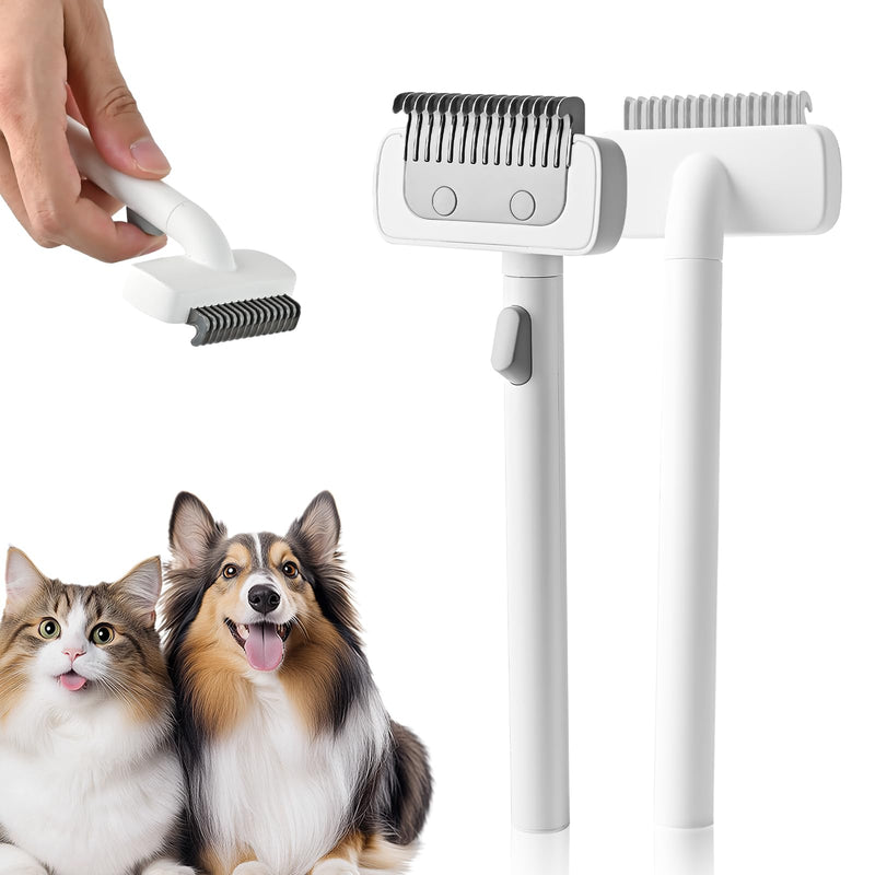 Cat Brush cat grooming supplies Gently Removes Loose Undercoat Mats, Tangled Hair and Soothes Skin. Ideal for Long and Short Haired Pets. (White) White