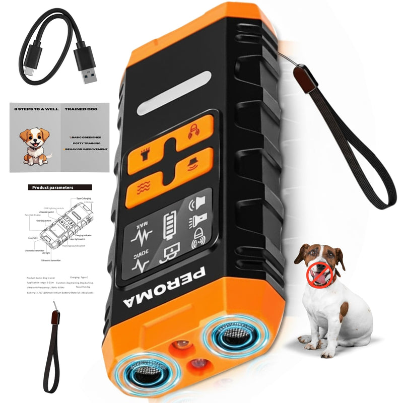 Dog Bark Deterrent Device, 5 Training Modes with Sonic/Max/Beep, Red Light & Night Flashlight, 60FT Ultrasonic Anti Barking Control – Safe, Humane, Rechargeable Indoor/Outdoor Bark Trainer for Dogs - PawsPlanet Australia