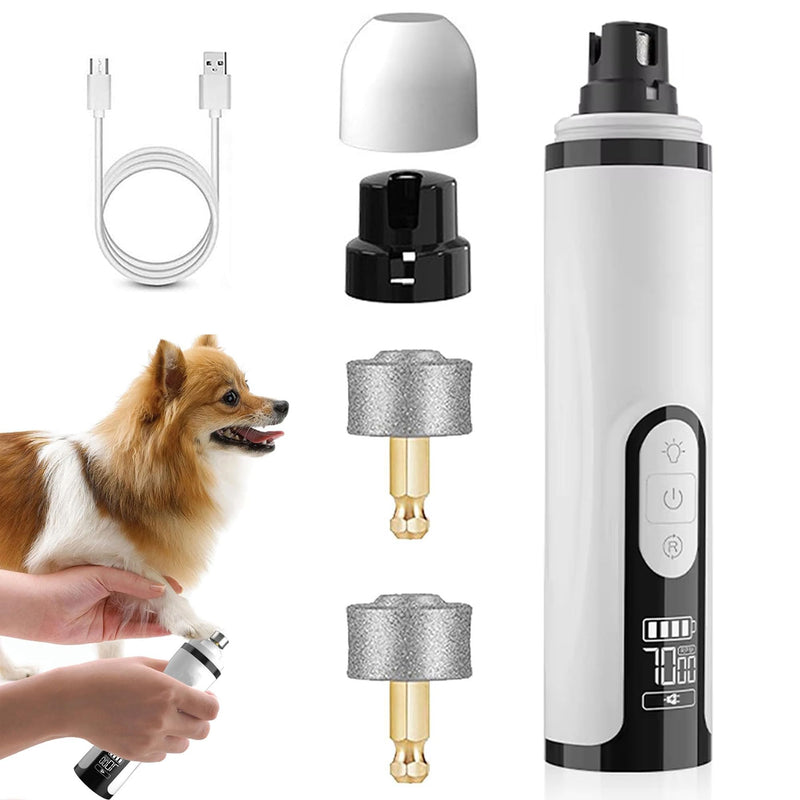 Silent Groom Pro, 2026 New Silent Pet Nail Grinder, Dog Silent Nail Grinder for Dogs Silent Dog Nail Trimmer, Rechargeable USB Charging Electric Pet Nail Grinder Nail File for Pet-1+2*Replacement Head - PawsPlanet Australia