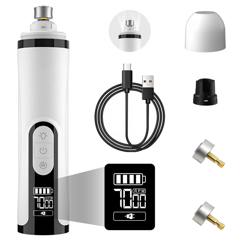 Silent Groom Pro Nail Grinder for Dogs - Quiet Dog Nail Grinder with LED Light, 3-Speed Cordless, 2000mAh Battery & 2 Grinding Heads for Safe Trimming of Small, Medium, Large Dogs and Cats - PawsPlanet Australia