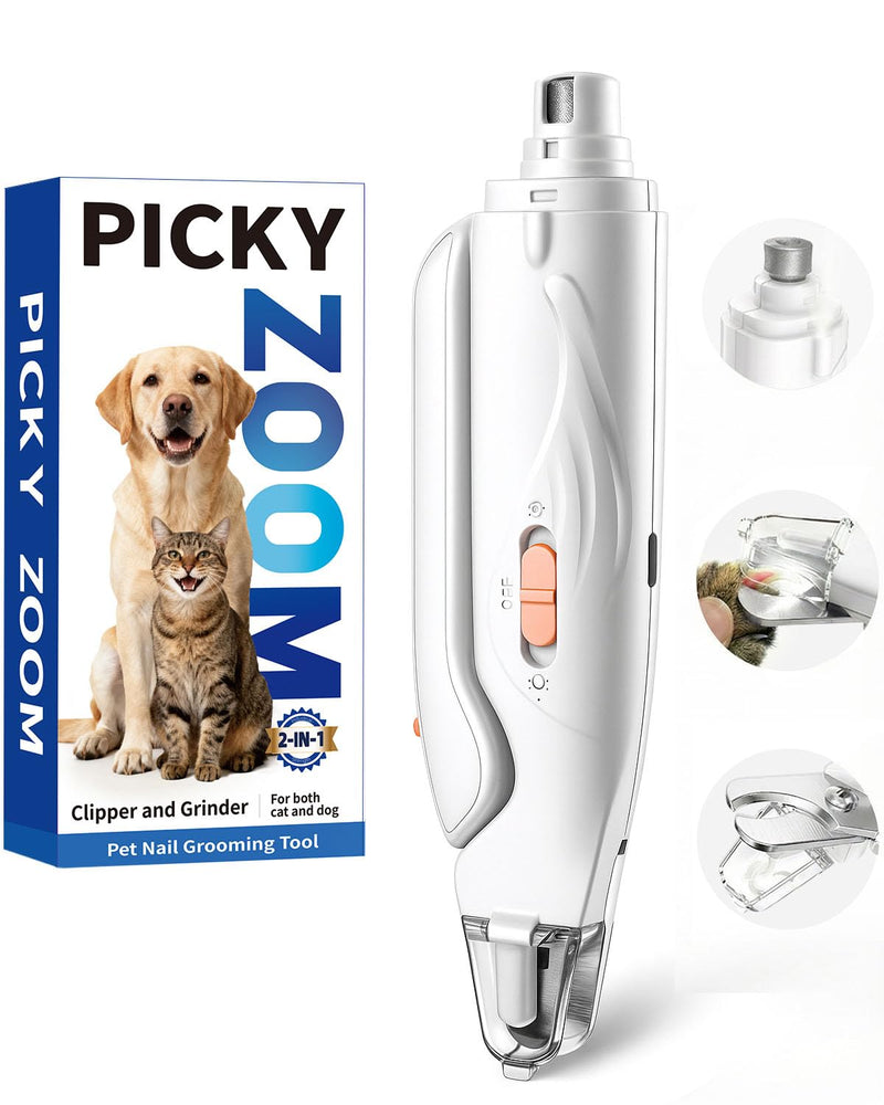 2-in-1 Dog & Cat Nail Clippers and Grinder with Light – Upgraded Safety Guard to Avoid Overcutting, Sharp Blade, Painless Quiet Pet Nail Claw Trimmers, Professional Grooming Tool for Large Small Pets White - PawsPlanet Australia