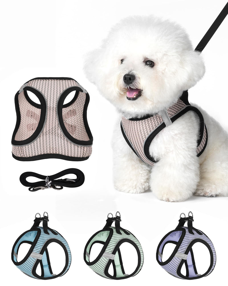 Dog Harness Small Sized and Leash Set, Step in Soft Light Puppy Vest, Breathable Mesh Pet Harness Suitable for Puppies and Kittens. (Pink, XXS(Chest:10.24-11.81")) Pink XXS(Chest:10.24-11.81") - PawsPlanet Australia