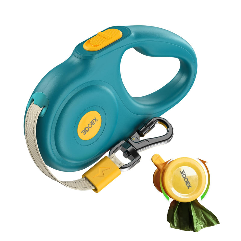 Retractable Dog Leash 16FT for Small & Medium Dogs, Sturdy Heavy-Duty Nylon Tape with Secure Locking Carabiner & Poop Bag Holder, Smooth One-Hand Control, Anti-Slip Handle, Tangle-Free Design (Green) Green 16 ft - PawsPlanet Australia