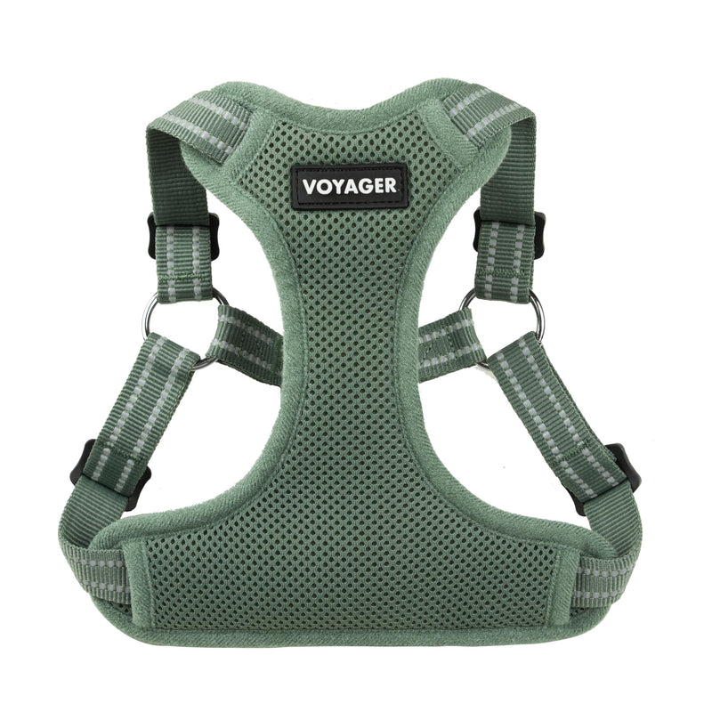 Best Pet Supplies Voyager Adjustable Dog Vest Harness Breathable No Pull Harness for Small, Medium, Large Dogs, Harness for Walking, Jogging, Easy Step-in, Reflective Stripes - Moss Green, XL - PawsPlanet Australia
