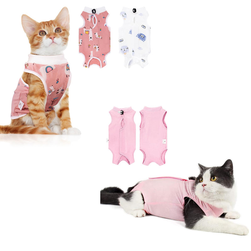 3PCS Cat Recovery Suit for Spay Abdominal Wounds Cat Onesie for Cats After Surgery Recovery Suit Female Breathable E-Collar Alternative Kitten Onesie Anti Licking - PawsPlanet Australia