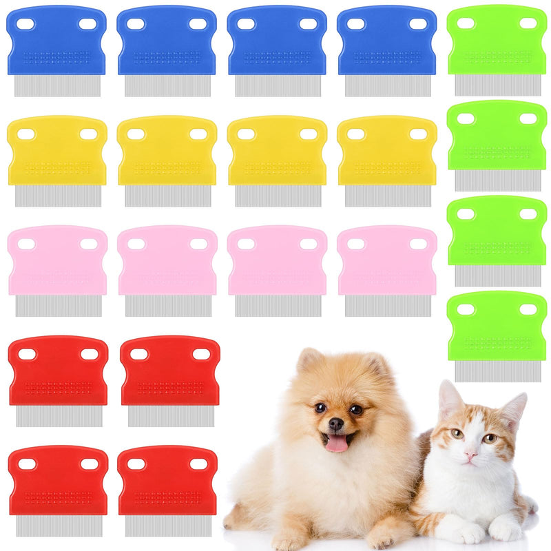 20 Pieces Tear Stain Remover Comb Dog Flea Comb Pet Grooming Stainless Steel Teeth with Plastic Handle for Medium and Small Dogs Cats Removing Flea Dandruff Flakes and Stains 20 - PawsPlanet Australia