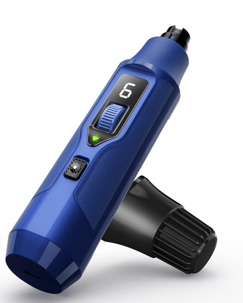 YABIFE 7-Speed Pet Nail Grinder with Light – Heavy Duty, Whisper Quiet Nail Trimmer for Dogs, Cats, Birds & Small Animals – Single-Handed Operation Dark Blue - PawsPlanet Australia