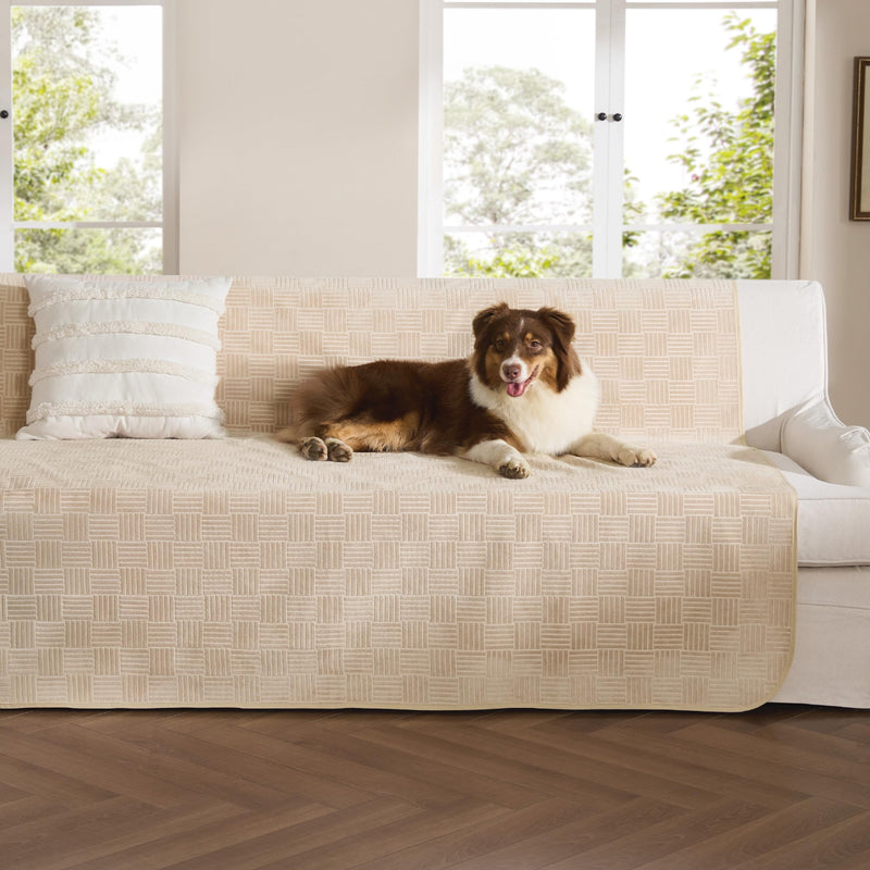 Bedsure Waterproof Couch Cover for Dogs Washable - Waterproof Blanket for Large Dogs Couch Sofa Bed Cozy, Lightweight Furniture Protector for Pet Cat Quick Drying, Sandy Tan, 52x82IN 52x82 inch - PawsPlanet Australia