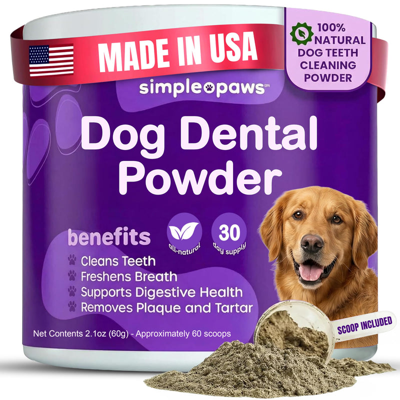 Dog Dental Powder for Teeth Cleaning - Dental Powder for Dogs Teeth – Dog Bad Breath Treatment with Probiotics for Fresh Breath & Oral Health – Chicken Flavored, 60 Scoop Supply - PawsPlanet Australia
