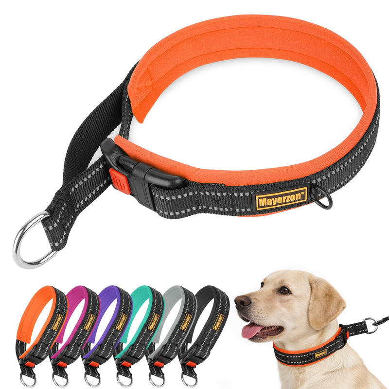 Mayerzon 1.5" Wide Martingale Collar for Large Medium Small Dogs Pitbull German Shepherd, No Pull Reflective Slip Martingale Dog Collar with Buckle Soft Padded for Walking Training(Orange, M) Fall Maple Blaze M: 14.5"-16.25"