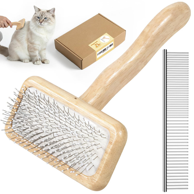 Pet Brush & Comb for Shedding and Grooming, Dog Brush for Long and Short Haired Dogs, Deshedding Tool Removes Undercoat Tangles & Loose Fur