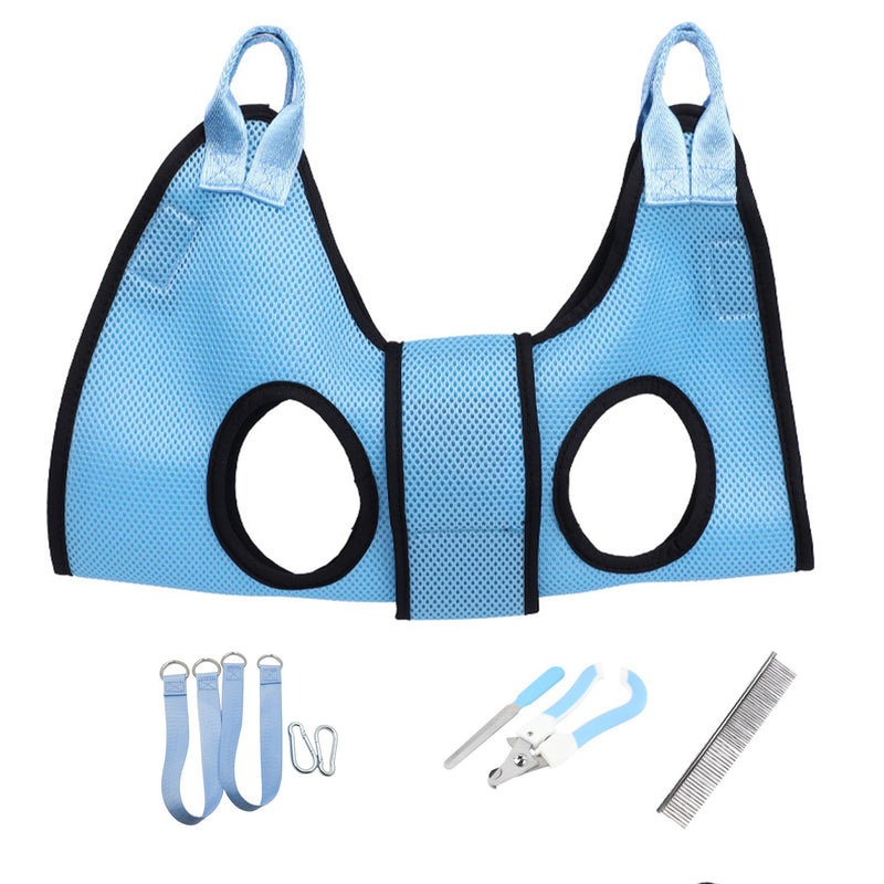 Dog Grooming Hammock, Helpful Hammock for Nail Trim, Restraint Sling for Nail Clipping, Grooming Hammock for Dog Pet to Nail Trimming (Light Blue, L) Light Blue - PawsPlanet Australia