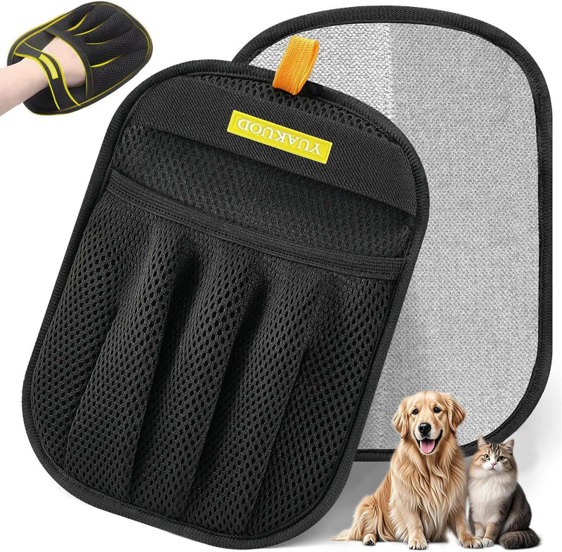 Pet Hair Removal Glove for Cats & Dogs, Upgraded Five-Finger Electrostatic Pet Hair Gloves, Reusable Magic Brush Pet Hair Remover Tool for Couch, Carpet, Car Seat(1 PCS) 1PCS-Black - PawsPlanet Australia