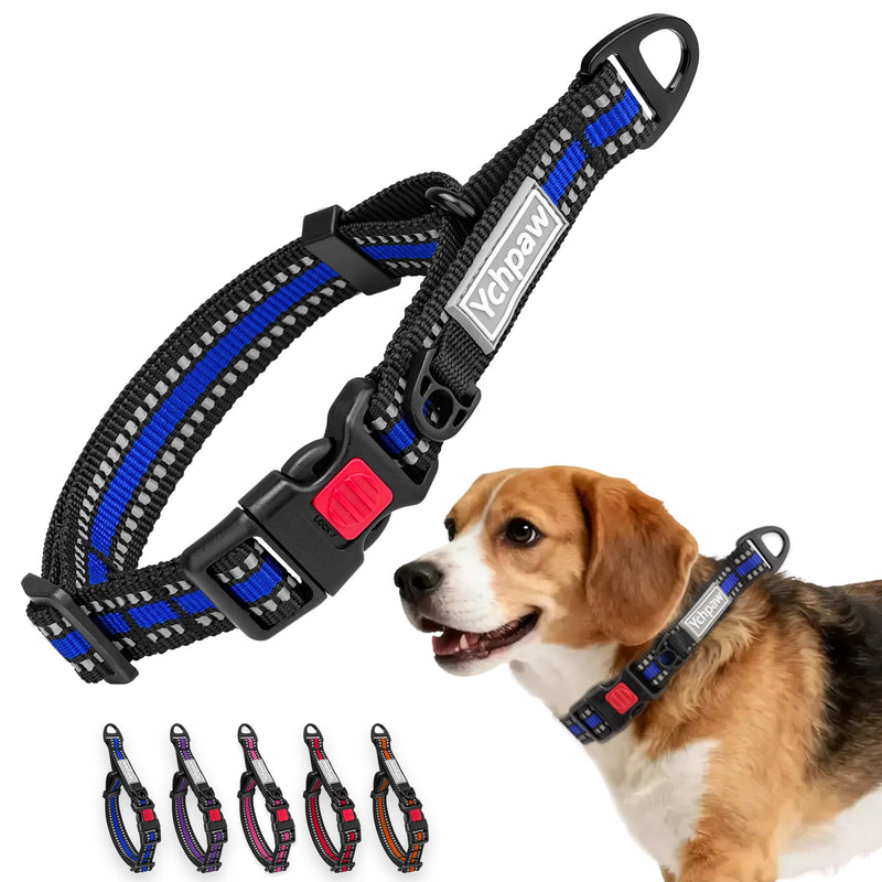 Martingale Collar for Dogs Reflective Collar with Quick Release Buckle, Adjustable Nylon Collars for No Slip Dog Collar, Blue, S Small - PawsPlanet Australia
