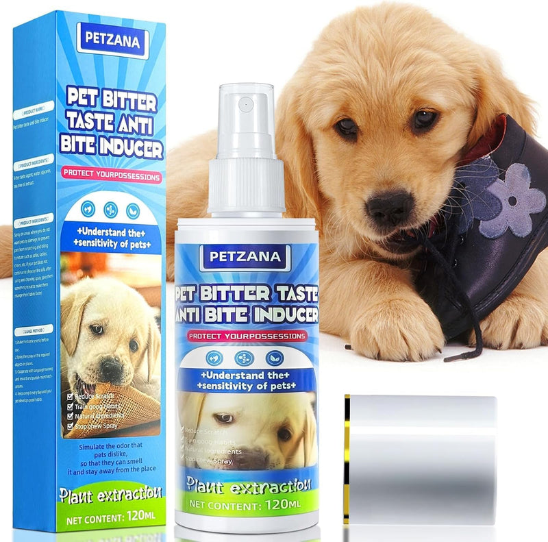 Bitter Apple Spray for Dogs: 100ML Natural Alcohol-Free Bitter Spray for Dogs to Stop Chewing Licking, Deterrent Spray for Puppy Training Protect Furniture, Shoes, Cords Indoor/Outdoor Use (100ML) - PawsPlanet Australia