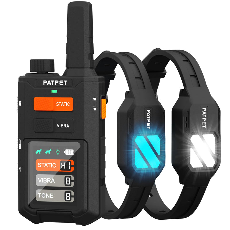 PATPET Training Collar for Dogs, 4200Ft Dog Training Collar with Remote, 3 Training Modes Beep, Vibration, Static, Rechargeable Electric Collars for Medium Large Dogs Black 2 Collars - PawsPlanet Australia