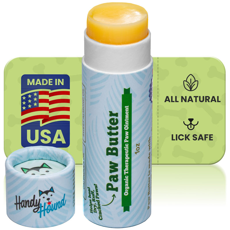 Handy Hound Dog Paw Balm - Paw Butter – Ultimate Dog Paw Protector & Dry Skin Treatment - Nourishing Paw, Nose & Dry Skin Soother - Lick-Safe Paw Balm Dogs Trust - Made in The USA (1 oz) 1 oz