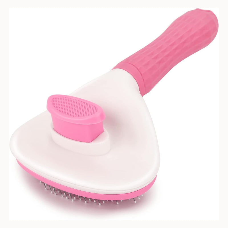 PETS-LAMB Self-Cleaning Dog and Cat Grooming Brush, Suitable for Long or Short Hair, Loose Hair Removal Brush, Easy to Remove, Pet Massage Tool. (Pink) Pink