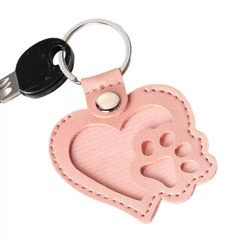 Heart-Shaped Leather Pet Hair Keepsake Keychain Pink - PawsPlanet Australia