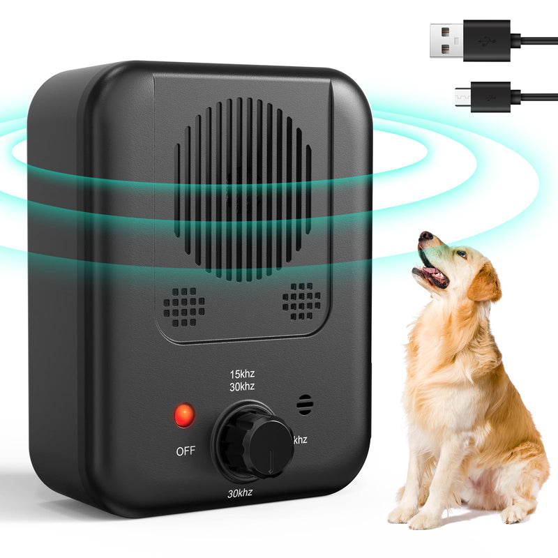 Queenmew Anti Barking Device for Dogs, 3 Modes Rechargeable Dog Bark Deterrent Devices, 30ft Effective Stop Bark Box with Adjustable Frequency & Range for Walking, Fit All Breeds&Size Dog Black
