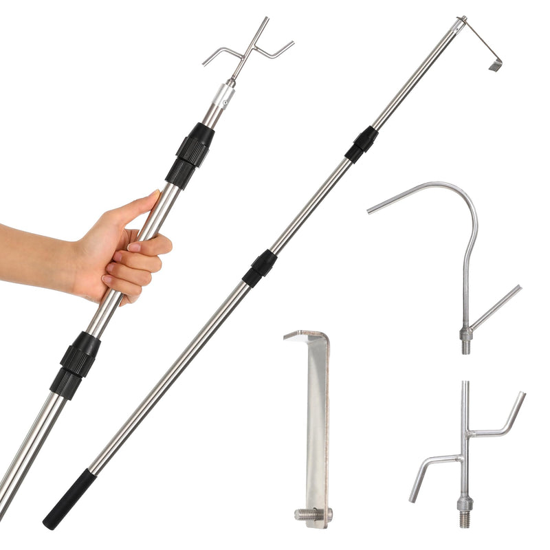 Wefaner Multi-Functional Stainless Steel Grabber Reacher Tool, Truck Claw,Extendable Truck Auxiliary Tool, Suitable for Trucks, SUV,Family Life Assistant（2 Rods and 3 Hook） - PawsPlanet Australia