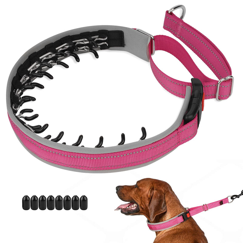 Mayerzon Martingale Dog Collar for Pulling, Patented No Pull Training Walking Collar with Buckle for Medium Large Dogs Bulldog Pitbull German Shepherd, Reflective, Adjustable, Heavy-Duty(M, Hot Pink) Medium,2.5mm,14.5-18.5"Neck