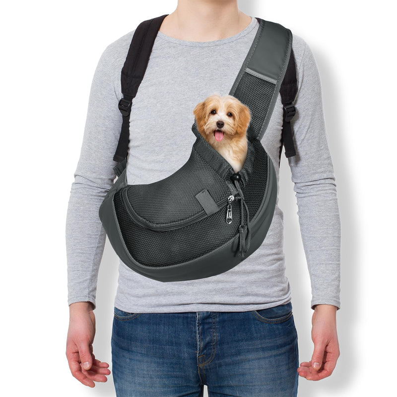 Dog Sling Carrier for Small Pet Up to 13.2 lbs Hand-Free Drawstring Pet Sling Carrier with Safety Hook & Adjustable Strap, (Black, 1 Pcs) Intended for Hiking and Camping Black Large (Up to 13.2lbs) - PawsPlanet Australia