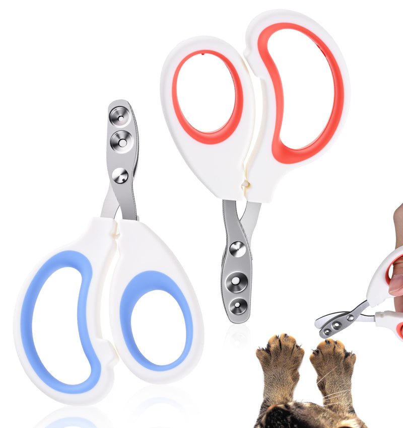 2Pcs Pet Nail Clippers, Dog Cat Nail Clipper with Guard for Cats Small Dogs Animal Claws Trimmer Ideal for Bearded Dragon Cats Rabbit, Non-slip Handle & Stainless Steel Blades, Safe & Easy to Use - PawsPlanet Australia