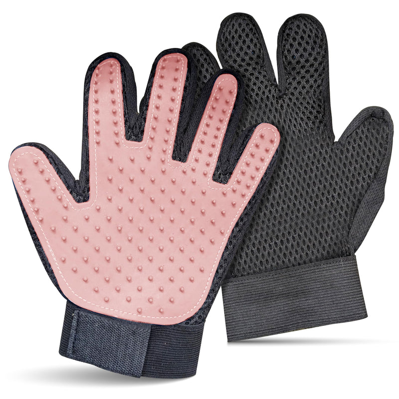 Pet Grooming Gloves for Dogs & Cats – Premium 259-Tip Deshedding & Massage Mitts, Easy-Peel Hair Removal, Adjustable Strap, 1 Pair (Blue/Pink) (Pink) Pink - PawsPlanet Australia