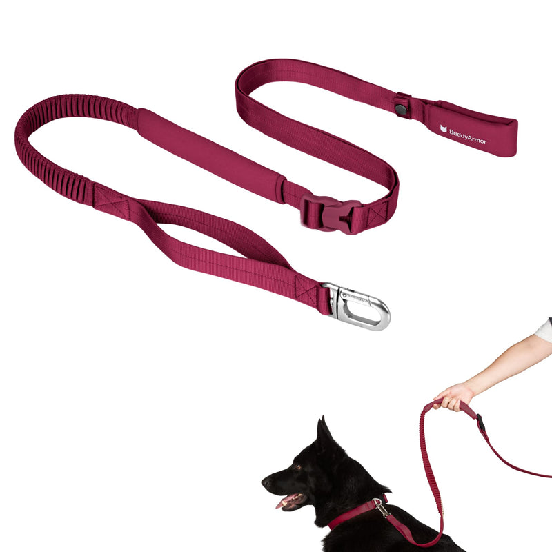 Hands Free Dog Leash Adjustable Versatile Crossbody Waist Dog Leash Reflective Comfortable Padded Handles Shock Absorbing Walking Lead for Small Medium Large Dogs (Light-Burgundy, M) Light-Burgundy