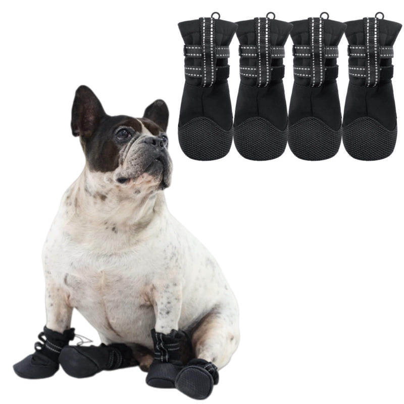 Waterproof Dog Shoes for Small Dogs, Anti-Slip & Reflective, Dog Boots & Paw Protectors for Winter Snow Rain, Summer Hot Pavement, 4Pcs Pet Booties for Hiking/Walking/Outdoor, Size XS, Black X-Small - PawsPlanet Australia